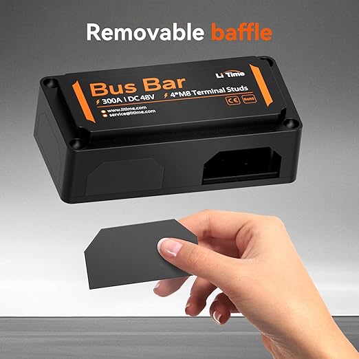 LiTime 300A Bus Bar 4*M8 Terminal Posts for LiFePO4 Batteries High Voltage and Current Suitable for Automotive, Marine, and Solar Applications and Electrical System (Red+Black)