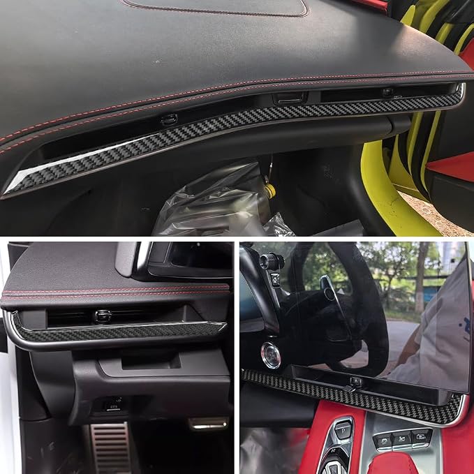 AeroBon Real Carbon Fiber Interior Cover Trim Compatible with 2020-2025 Corvette C8 Stingray Z06 E-Ray AC Air Vent Surrounding Trim