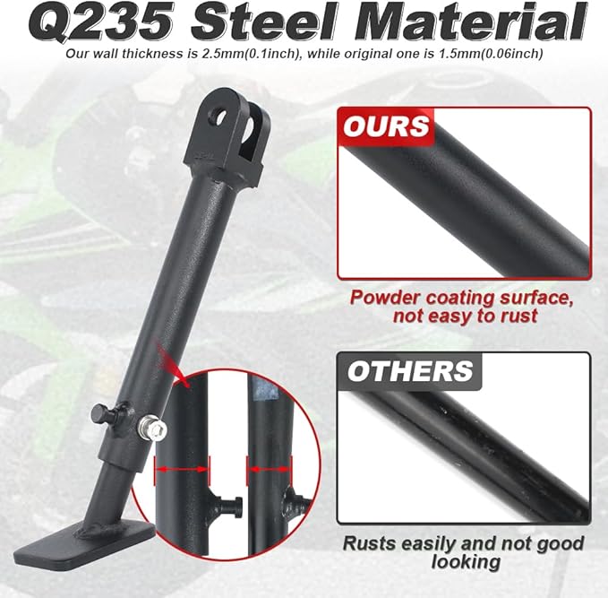 Xitomer 3 inch Adjustable Kickstand Fit for Ninja ZX-6R ZX6R 2013-2026 ZX 6R Motorcycle Adjustable Side Stand Adjustable Kickstand Steel