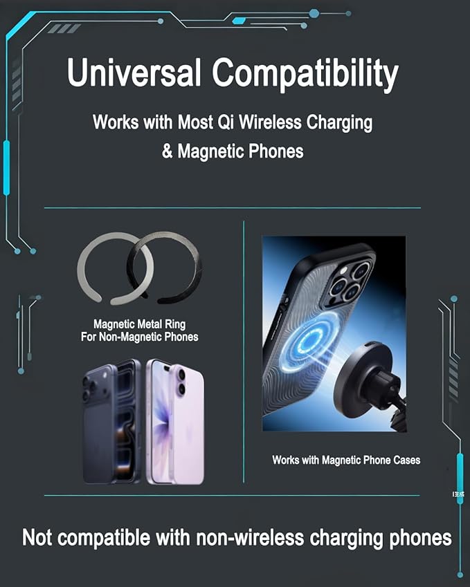 for Chevy Equinox Phone Mount 15W Fast Wireless Charger for 2024 Chevy Equinox Phone Holder 2024 Chevy Equinox Accessories Custom Fit Equinox 2018-2024 Compatible for All Cell Phones