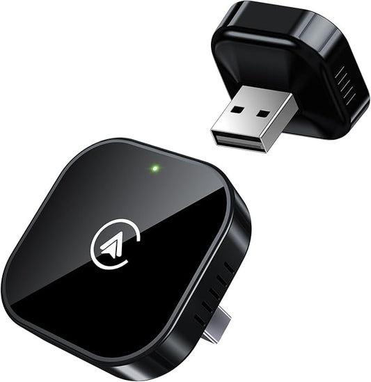 Teeran 2 in 1 Wireless CarPlay and Android Auto Adapter, Easy Setup Plug and Play, Fast Seamless Use Supports 1000+ Cars with Built-in Wired Car Play/Android Auto Compact Sleek Design Car Adapter