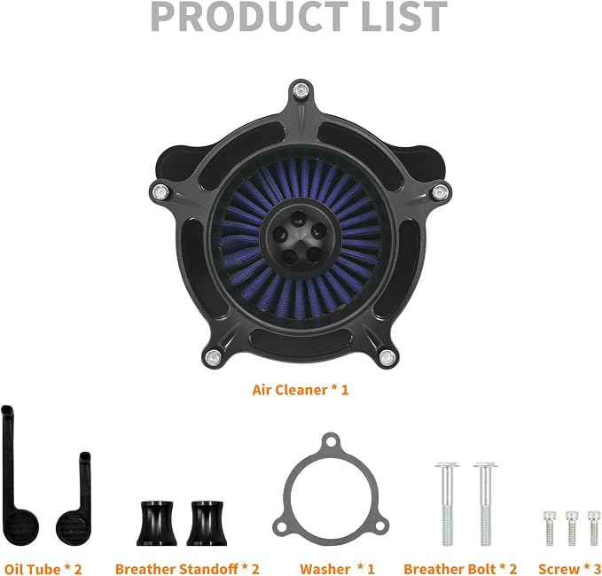 Air Cleaner Filter Aluminum Fit for Harley Touring Road King Street Glide Softail (Black Housing Blue Element, D For M8 Touring 17-23 Trike 17-25 Softail 18-24))