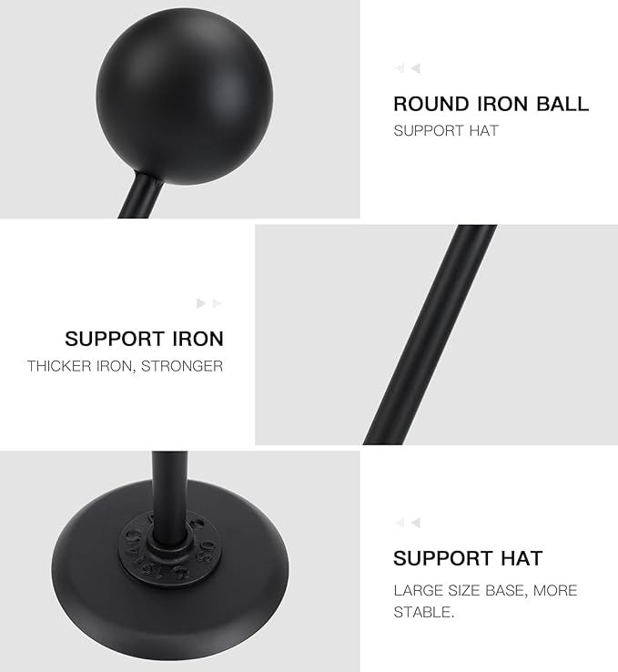 Hat Holders Vintage Dome Shape Design Removable Metal hat stands/Helmet/Cap/Wig Storage Holder Display Stand. (2 Black)