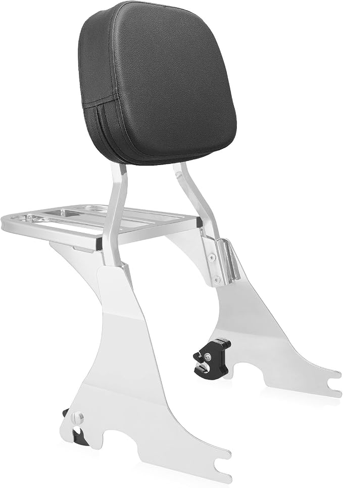 Detachable Passenger Backrest Sissy Bar with Luggage Rack and Docking Hardware Kits Fit For Harley Davidson Sportster XL 883 1200 2004-2023 (Chrome)