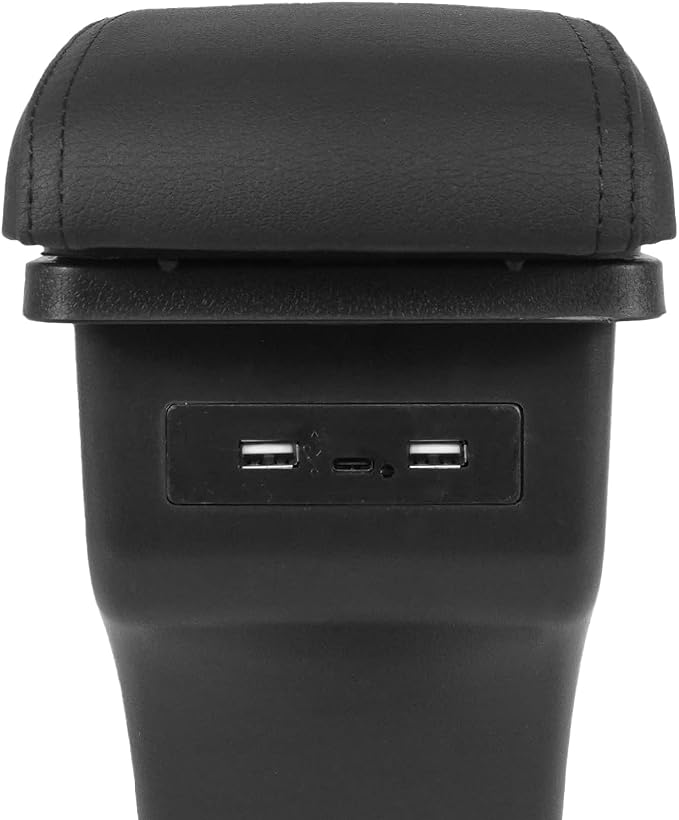 Car Armrest Box Compatible with Honda Fit Jazz Hatchback 2009-2013 Accessories Storage Center Console Double Layer Armrest Organizer Box with USB Ports Black Stitching