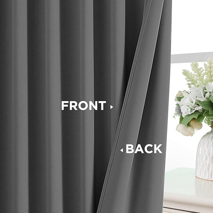 Joydeco Blackout Curtains 96 Inches Long, Thermal Insulated Black Out Curtains 2 Panels Set for Bedroom, Room Darkening Drapes for Living Room Window (W52 x L96 Inch, Light Grey)