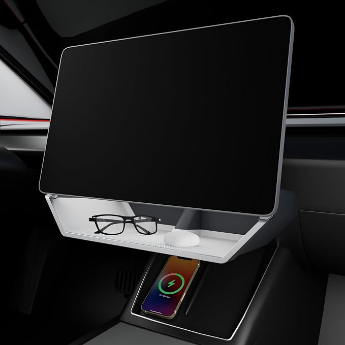 for Model Y Juniper & Model Y L Under Screen Storage Organizer 2025-2026 Upgrade, Model 3 Highland Center Console Organizer Tray 2024-2026 for Tesla Model Y Juniper Accessories, White