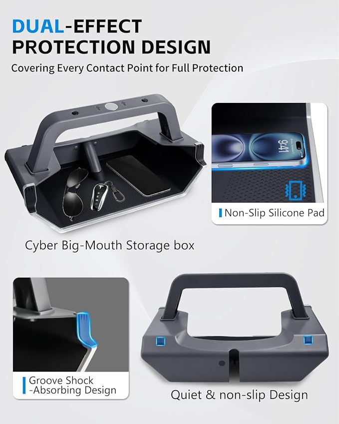 (Upgraded for Tesla Model Y Juniper Under Screen Storage Organizer 2025-2026 [Cyber-Inspired], Model 3 Highland 2024-2025 Center Console Organizer Tray for Tesla Model Y Juniper Accessories