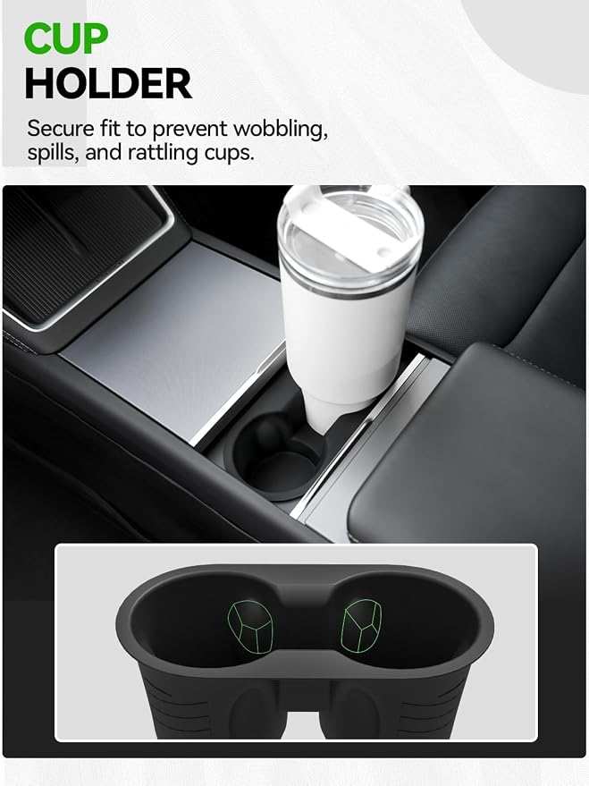 9PCS Center Console Organizer Tray for 2024 2025 2026Tesla Model 3 Accessories, Armrest Hidden Storage Box CupHolder Charger Pad for Tesla Model 3 Highland