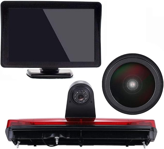 HD 1280x720 Pixels 1000 TV Lines Light Lamp Reverse Parking Car Rear View Camera +4.3 inch LCD Monitor Replacement for Ford Transit Connect 2014-2017 Transporter Business MPV SUV Bus