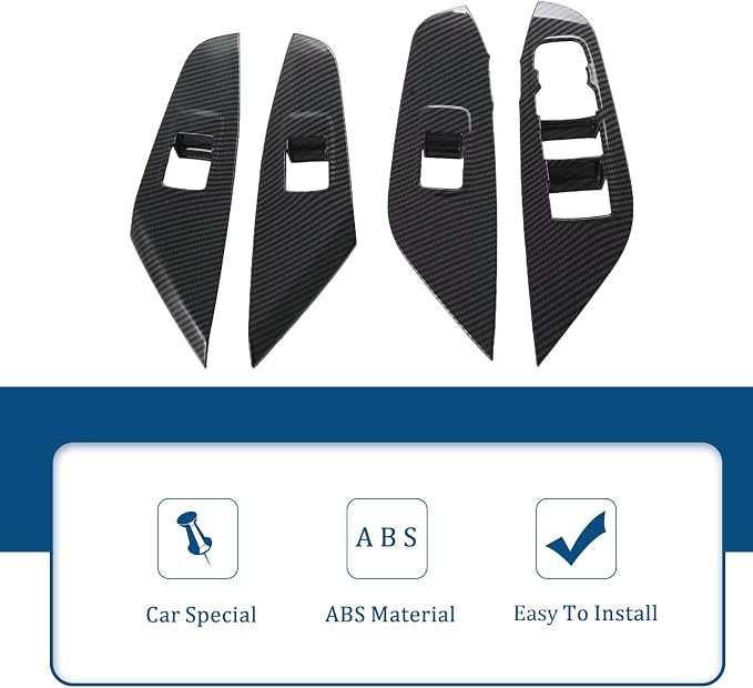 Auto Window Lift Switch Panel Cover Anti Scratch Window Control Switch Trim Interior Decoration Accessories Kit Imitation Carbon Fiber Pattern ABS Material for Chevrolet Trax 2023-2025