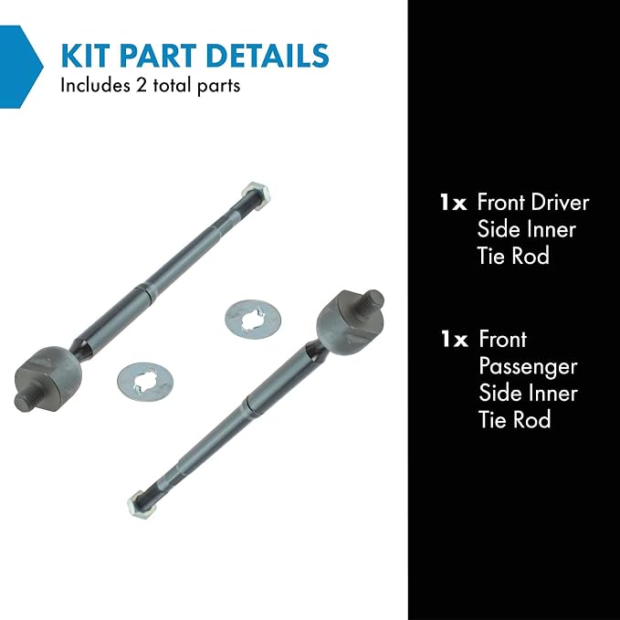 TRQ Front Inner Tie Rod Set 2 Piece Compatible with 2000-2005 Toyota Celica