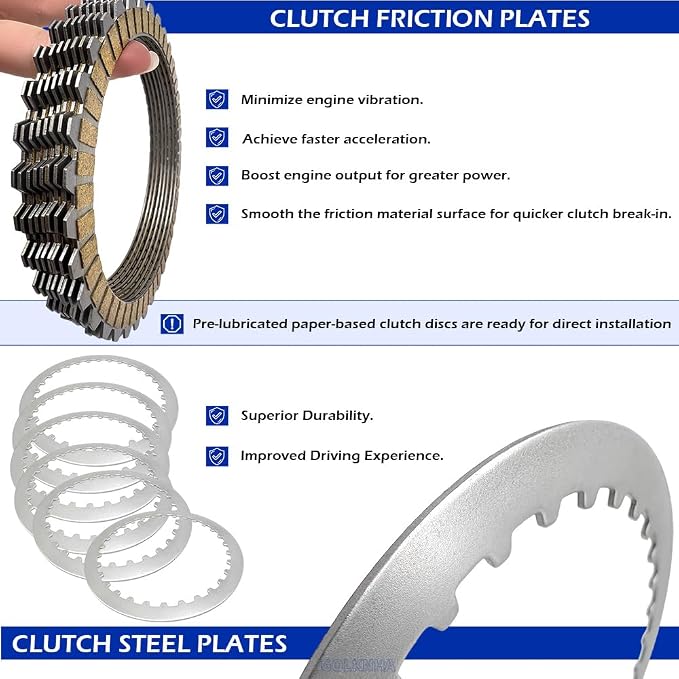 Complete Clutch Kit & Primary Cover Gasket Compatible with Iron 883 1200 XL883N XL1200NS Sportster 883 1200 2004-2022 OEM# 34955-04 37911-90 37913-90 37977-90 36792-91 37871-90