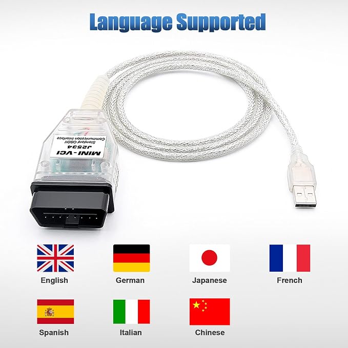 MINI VCI J2534 Cable for Toyota Lexus Scion Vehicles,OBD2 to USB J2534 Diagnostic & Reprogramming Tool Work with TIS Techstream Software V18 Version,OBD2 Scanner Compatible with Windows XP/7/10
