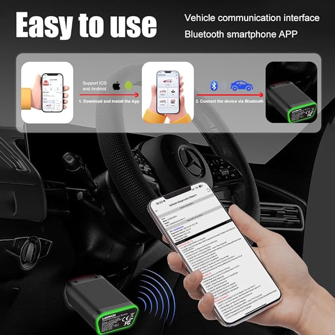 LAUNCH AIOBD Bluetooth OBD2 Scanner Connector, High-Speed Universal OBD2 Scanner Connector for 95% Cars.