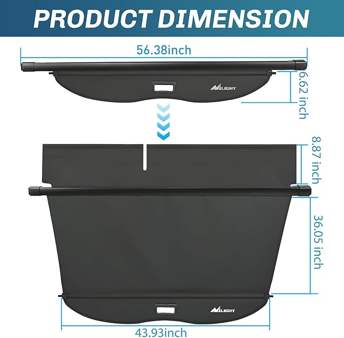 Nilight Cargo Cover Fit for Toyota Highlander 2020 2021 2022 2023 2024 2025, Retractable Privacy Security Shield Shade Rear Trunk Cover, with Trunk Storage Net