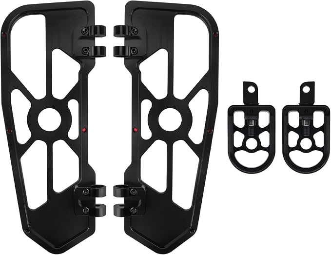 Motorcycle Floorboards Set Driver Front Footboards and Rear Passenger Foot Pegs Kit Offroad MX Style Fit for Harley Touring Road King Road Glide Electra Glide Street Glide (Red Edge)