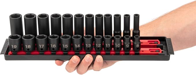 TEKTON 3/8 Inch Impact Socket Set, 24-Piece | SID91209
