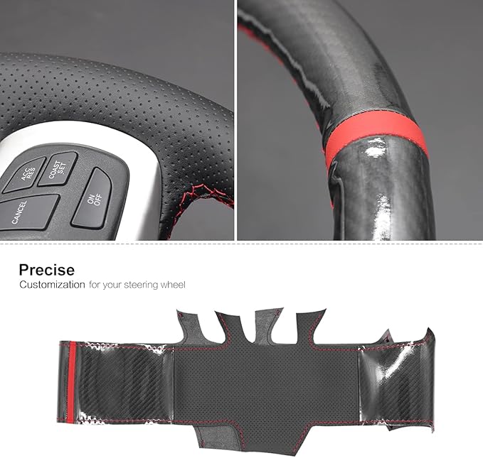 MEWANT Car Steering Wheel Cover for Mitsubishi Lancer Evolution 10 X 2008-2015 Carbon Fiber&Microfiber Leather Car Steering Wrap
