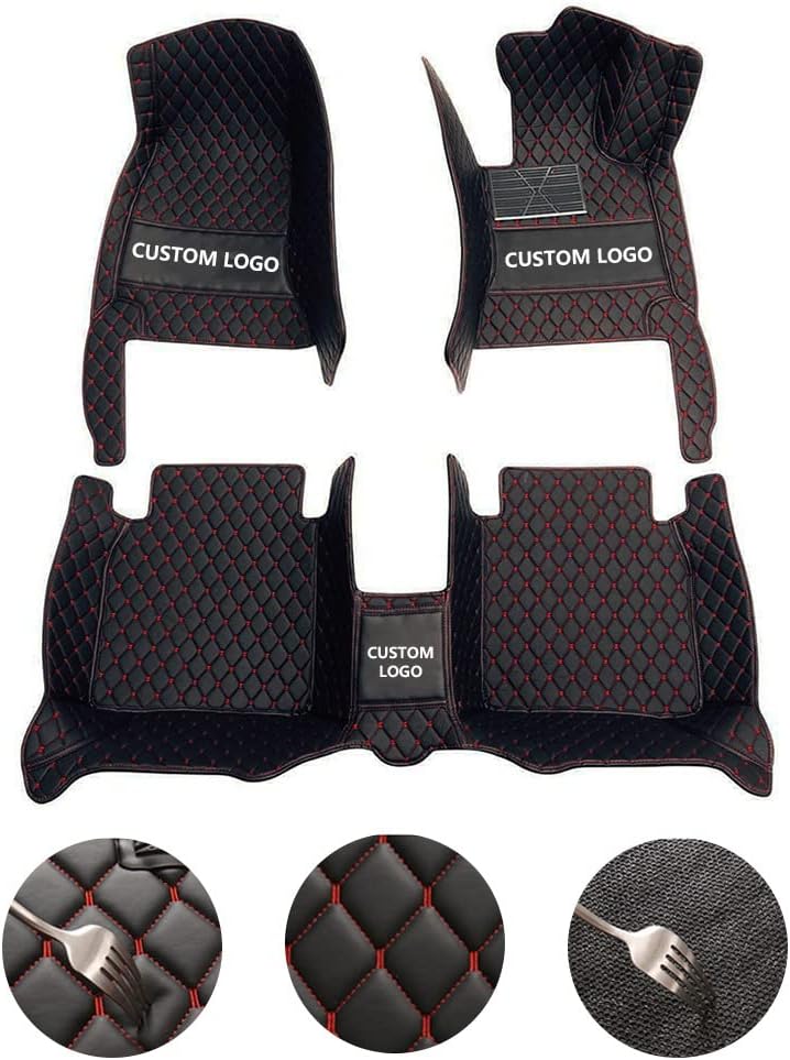 Custom All-Weather Protection Leather Car Floor Mats for Cars Sedan SUV Sports Car Waterproof Floor Mat (White)