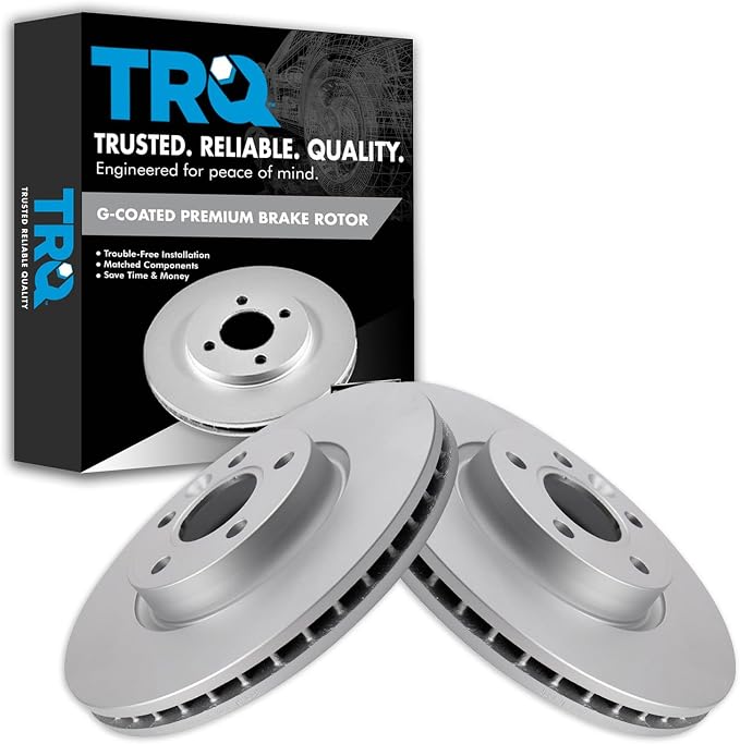 TRQ Front Brake Rotor Set G Coated Vented Compatible with 2012-2015 Land Rover Range Rover Evoque 2011-2018 Volvo S60 2007-2016 S80 2015-2018 V60 2008-2010 V70 2008-2016 XC70
