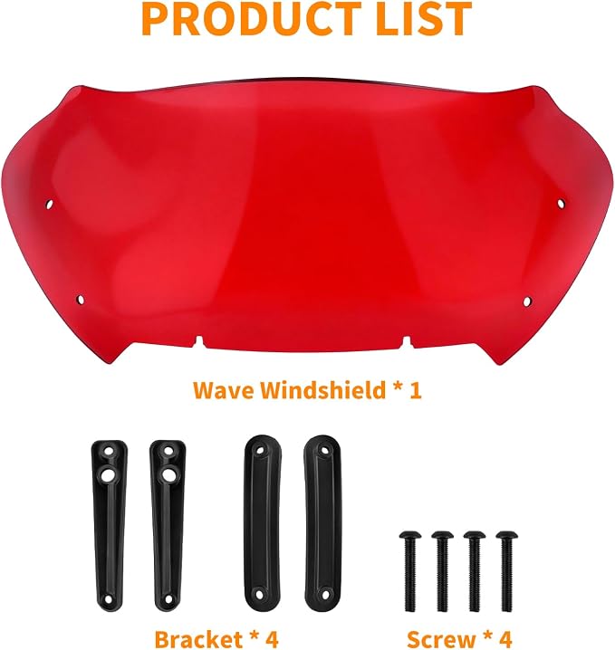 10" Windshield Windscreen Wind Splitter Fit For Harley Road Glide 2023.5-2026 Red