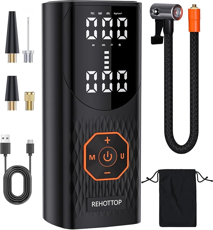 160PSI Tire Inflator Portable Air Compressor - 5X Faster Inflation, Cordless Air Pump for Car Tires with Digital Pressure Gauge, LED Light and Auto Shut-Off Function for Car, Motorcycle, Bike, Balls