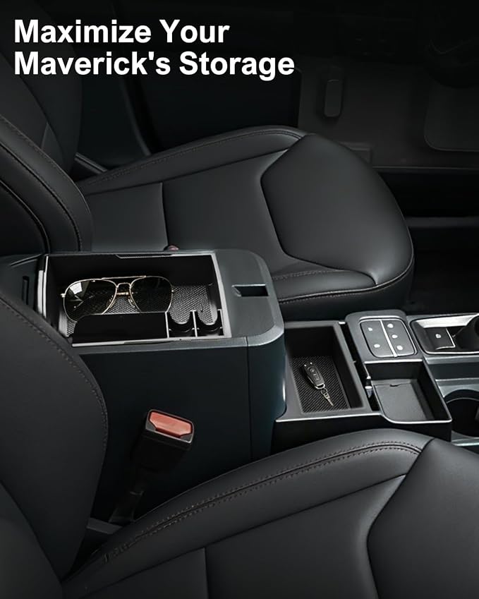 SEVEN SPARTA 3 Pcs Center Console Organizer Set for Ford Maverick 2022-2026 | Package Includes: 1x Front Tray, 1x Upper Console Organizer,1x Lower Deep Bin