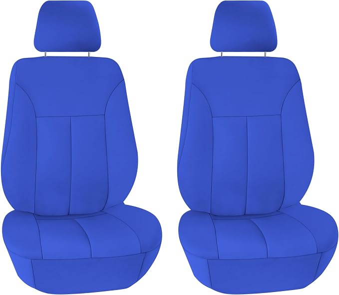 FH Group Neoprene Car Seat Covers - Front Set for Low Back Seats with Removable Headrest, Universal Fit, Airbag Compatible - Solid Blue Seat Covers for SUVs and Vans