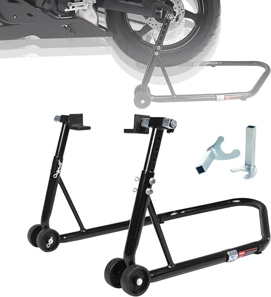 Donext Motorcycle Stand 850LB Adjustable Sport Bike Rear Wheel Lift Swingarm Paddock Stands Black, 5 Adjustable Heights, U+L