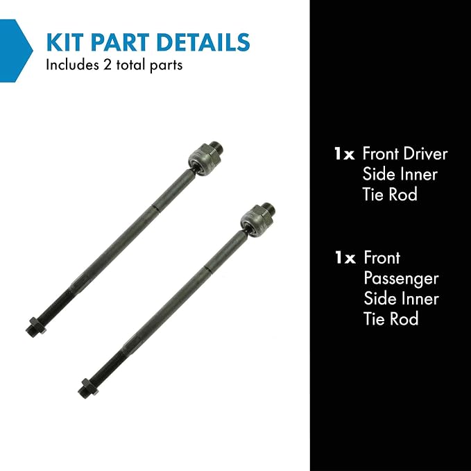 TRQ Front Inner Tie Rod Set 2 Piece Compatible with 2006-2010 Dodge Ram 1500 2011-2012 Ram 1500