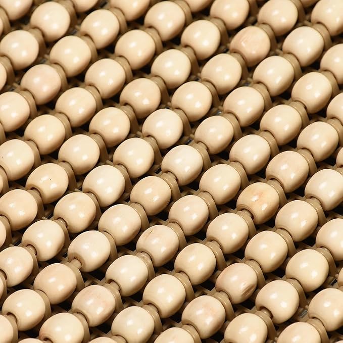 Blueshyhall Cooling Wooden Beaded Car Seat Cover Comfortable Massage Support Cushion for SUV Auto Office Home Seat Chair - Beige 2 Pcs