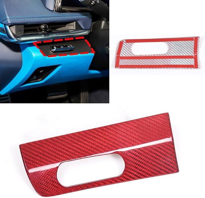 Auto Headlight Switch Button Panel Cover Trim，Compatible with forChevrole-t Corvette C8 Stingray Z06 Z51 2020 2021 2022 2023 2024 HUD Head-up Display Switch Trim Real Carbon Fiber (Red Carbon Fiber)