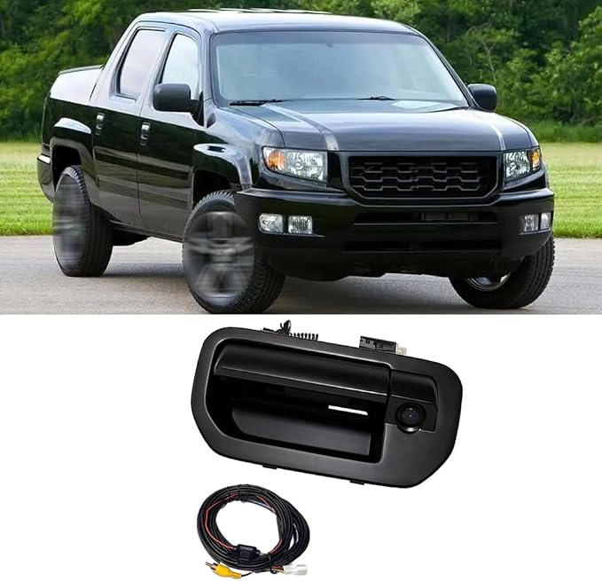 Riloer Tailgate Handle Rear View Camera, Tailgate Door Handle Camera, 2006-2014 Compatible with Honda Ridgeline, Backup Tailgate Camera with Static Guidelines