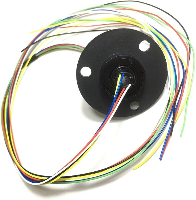 Taidacent Hollow Slip Signal Power Continued 2/4/6/12 Road Collector Ring Conductive Electric Motor Slip Ring Rotating Connector (5mm Inner 22mm Outer 6 Wire 2A)