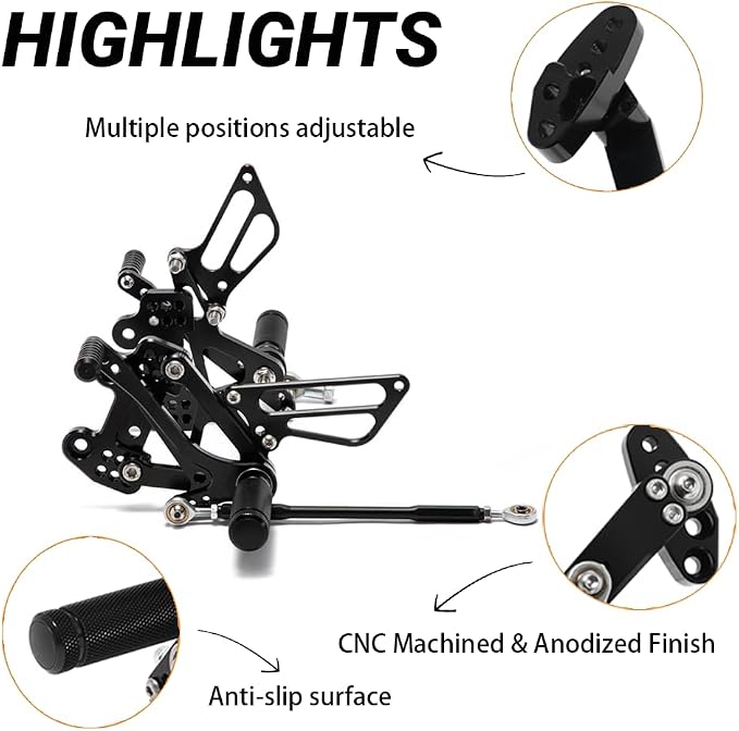 Motorcycle Adjustable Rear Sets Rearsets Foot Pegs for Kawasaki ZX6R 636 Ninja 1999 2000 2001 2002