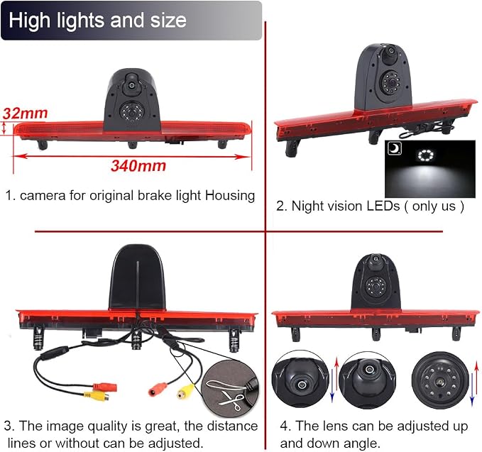 Third Roof Brake Lamp Back up Car Camera Dual Camera Parking Reverse Replacement for VW T5 Bus Transporter V Kasten Bus Multivan Caravelle startline 2013 Business Waterproof Night Vision