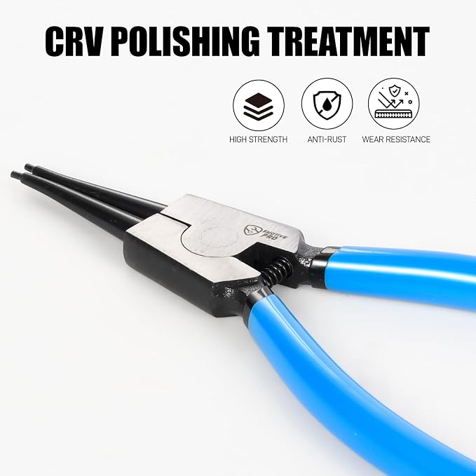 SMOTIVEPRO 9 Inch Heavy Duty External Snap Ring Pliers – Precision Circlip Removal Tool, CR-V Steel Jaw with Anti-Slip Handle