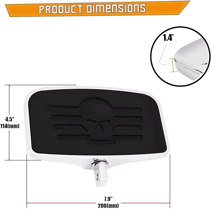 Kinglemc Rear Passenger Footpeg Passenger Peg Floorboard for Harley Dyna Electra Glide Road Electra RoadKing Fatboy Sportster 883 1200 Sportsters Dynas Softails V-Rod (Skull 7.9 * 4.5", Silver)