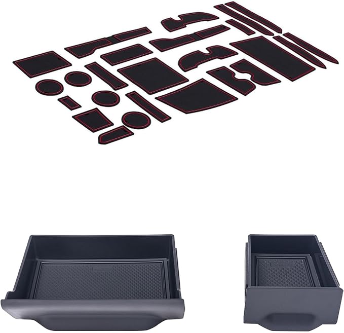 JDMCAR Liner Accessories (Red Trim) and Storage Drawer Compatible with Toyota 4Runner Accessories 2014-2022 2023 2024