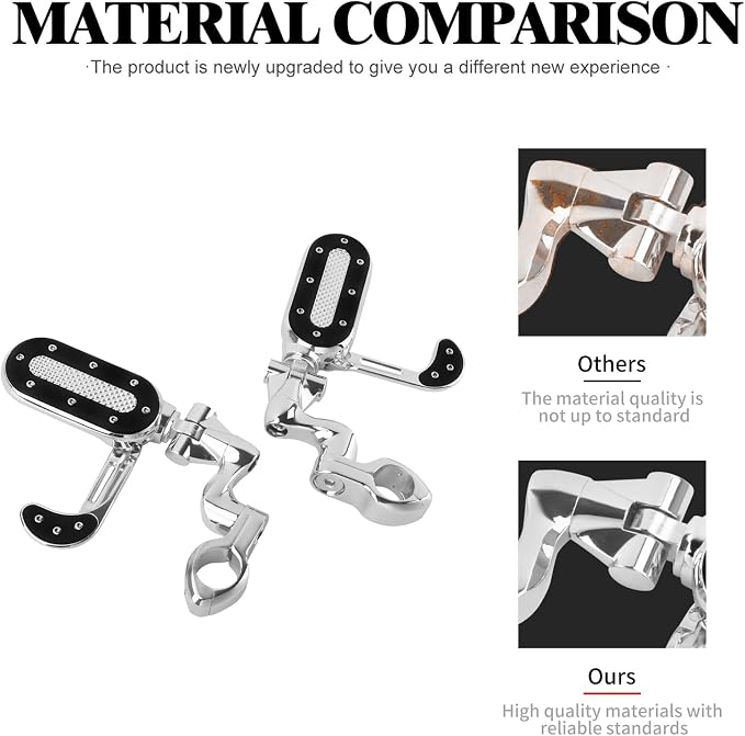 Motorcycle Highway Pegs with Flip-out Heel Rests Fit for Harley Touring Road Glide Street Glide Road King Electra Glide Sportster, Highway 1.25" Engine Guard Foot Pegs Chrome