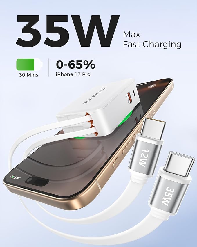 SUPERONE Retractable Car Charger & Retractable Wall Charger Plug