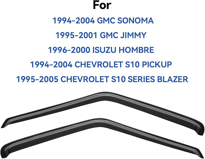 Window Visors Rain Guards for 1994-2004 Chevrolet S10/GMC Sonoma Regular/Extended Cab, Out-Channel Window Vent Wind Deflectors Visors Shades for 95-05 S10 Blazer/S15 Jimmy, 1996-2000 Isuzu Hombre