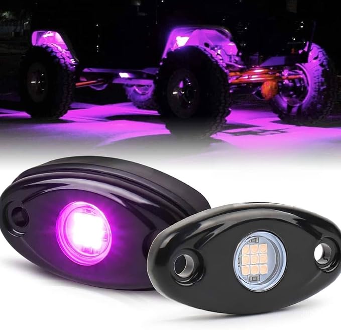 12 Pods Purple Pink Rock Lights Kit with Switch Harness for Trucks,UTV, ATV