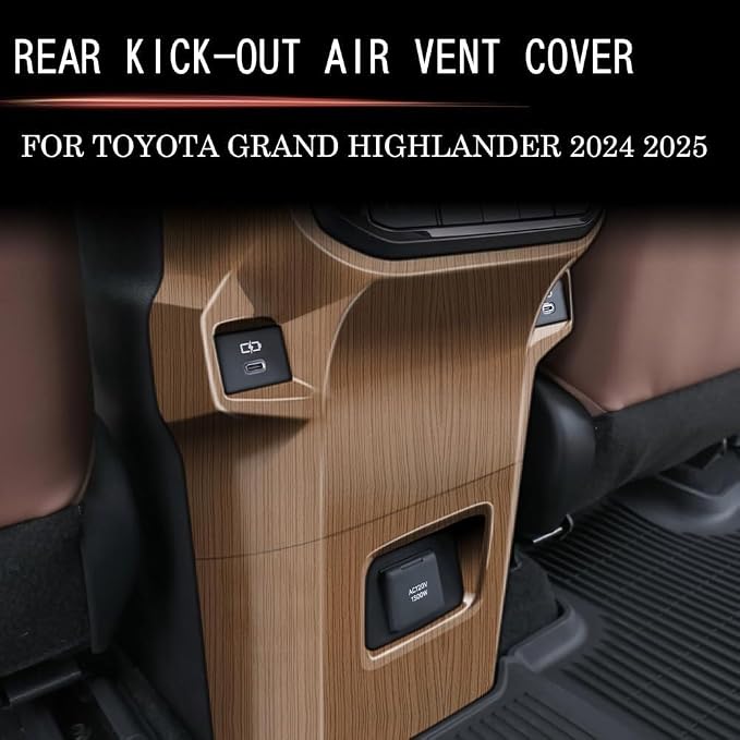 Rear Air Condition Vent Outlet Rear Defense Kick Outlet Compatible with Toyota Grand Highlander 2024 2025 2026 Fit for 2024-2026 Grand Highlander ABS Accessories(Wood Grain)