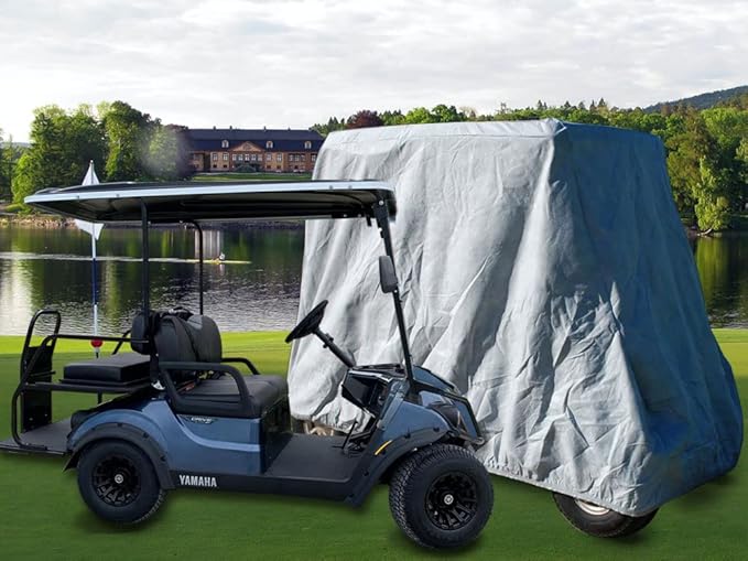 CarsCover HD Waterproof Golf Cart Cover 2+2 Passenger 5 Layer Storage Covers for Yamaha, Club Car, EZ Go (Fit up to 108 inch Long)