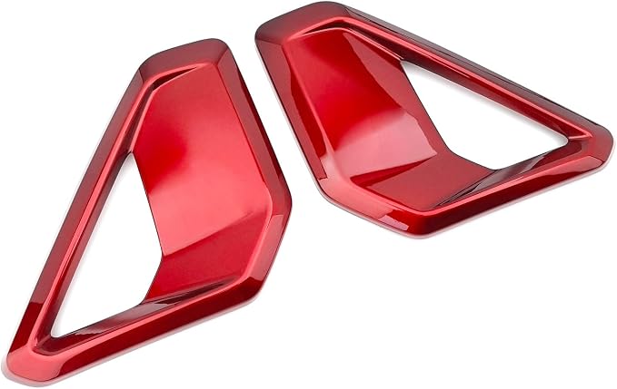 ABS Front Bumper Side Air Vent Cover Fog Light Lamp Decor Cover Front Bumper Middle Mesh Cover Compatible with Hyundai Kona 2024 2025 SX2 Accessories (Glossy Red Style)