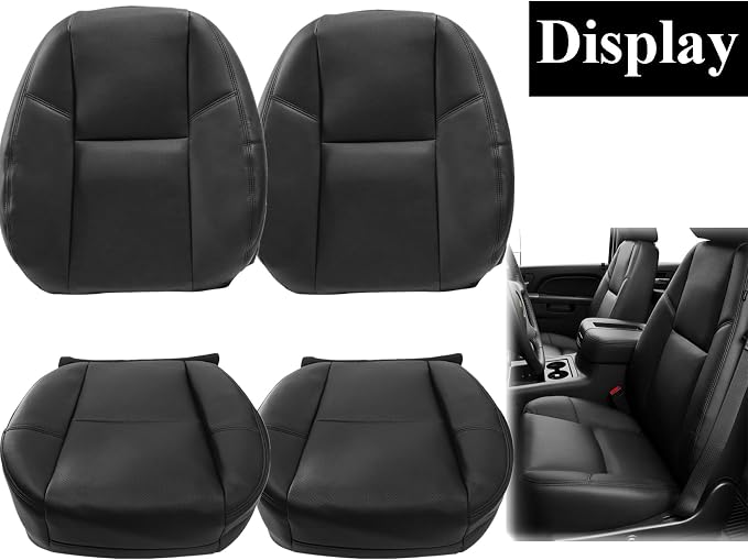 NLQR Front Both Sides Bottom & Back Replacement Seat Covers Black Perforated Microfiber Leather Compatible with Cadillac Escalade 2007 2008 2009 2010 2011 2012 2013 2014
