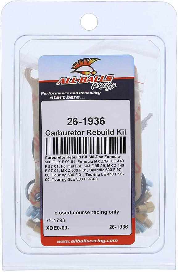 All Balls Carburetor Rebuild Kit for Ski-Doo Formula 500 DLX F 1999-2001, Formula MX Z/GT LE 440 F 1997 1998 1999 2000 2001, Formula SL 503 F 1995 1996 1997 1998 1999, MX Z 440 F 1997-2001