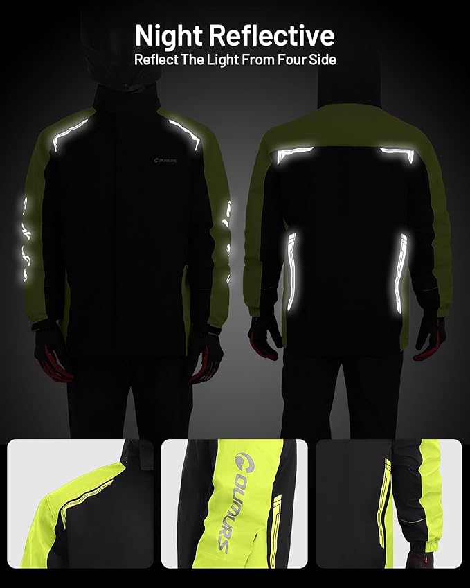 Oumurs Motorcycle Rain Suit For Men & Women Waterproof Motorcycle Rain Gear Fishing Riding Golf Working Bike Hunting Camping Rain Coat, Lightweight Nylon Reflective Rain Jacket Rain Pants